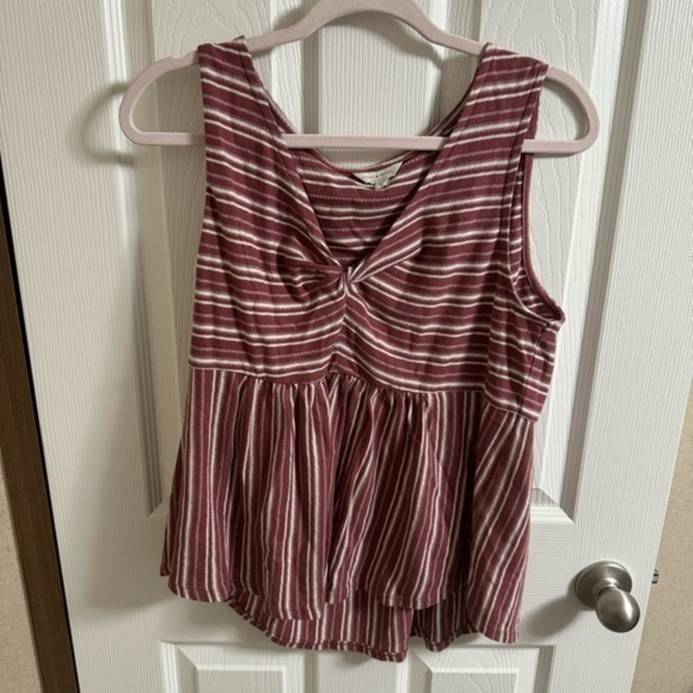 Lucky brand red stripe top sz L